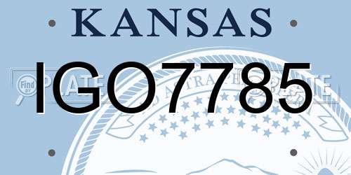 IGO7785 Kansas License Plate