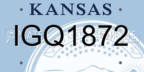 IGQ1872 Kansas License Plate