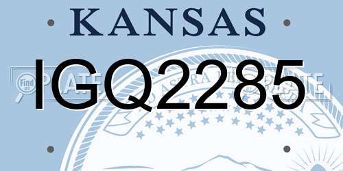 IGQ2285 Kansas License Plate