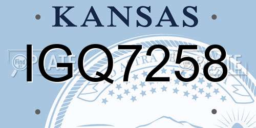 IGQ7258 Kansas License Plate