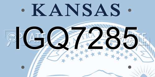 IGQ7285 Kansas License Plate