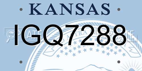 IGQ7288 Kansas License Plate
