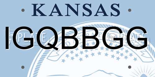 IGQBBGG Kansas License Plate