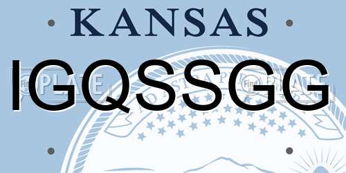 IGQSSGG Kansas License Plate