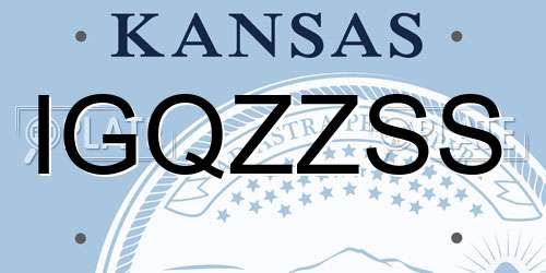 IGQZZSS Kansas License Plate