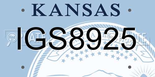 IGS8925 Kansas License Plate