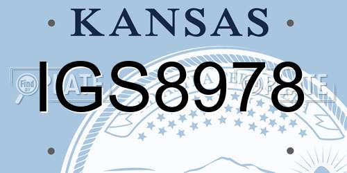 IGS8978 Kansas License Plate