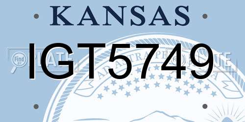 IGT5749 Kansas License Plate