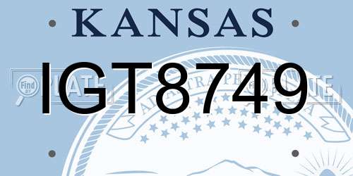 IGT8749 Kansas License Plate