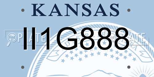 II1G888 Kansas License Plate