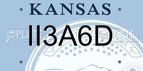 II3A6D Kansas License Plate