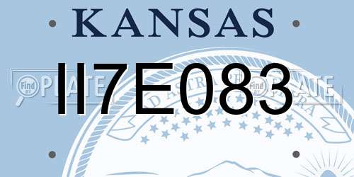 II7E083 Kansas License Plate
