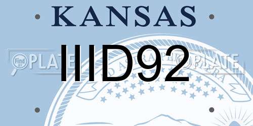 IIID92 Kansas License Plate