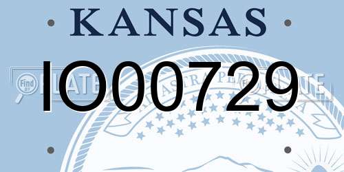 IO00729 Kansas License Plate