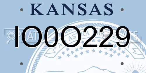 IO0O229 Kansas License Plate