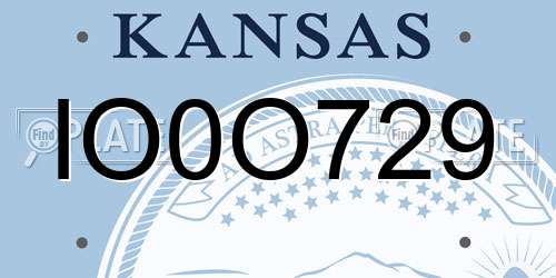 IO0O729 Kansas License Plate
