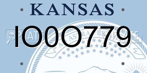 IO0O779 Kansas License Plate
