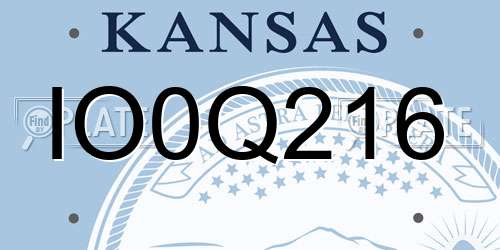 IO0Q216 Kansas License Plate