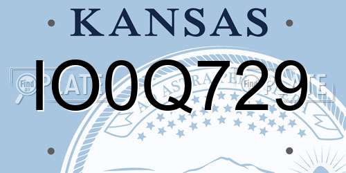 IO0Q729 Kansas License Plate