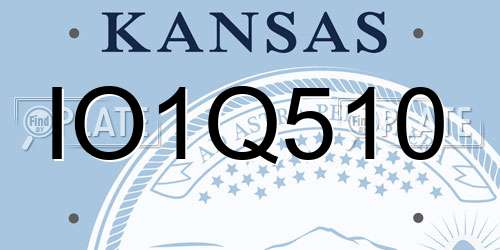 IO1Q510 Kansas License Plate