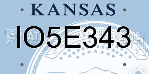 IO5E343 Kansas License Plate