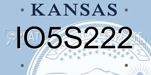 IO5S222 Kansas License Plate