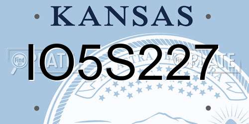 IO5S227 Kansas License Plate