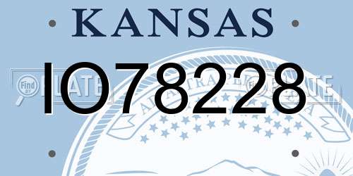 IO78228 Kansas License Plate