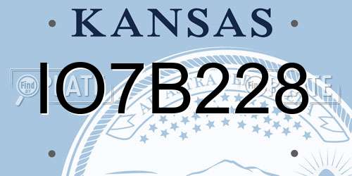 IO7B228 Kansas License Plate