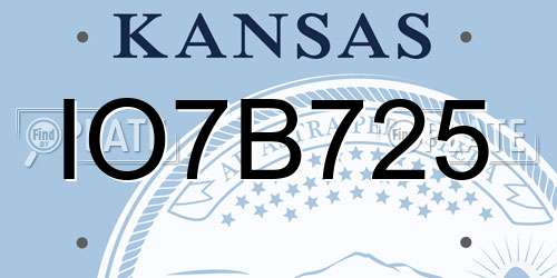 IO7B725 Kansas License Plate