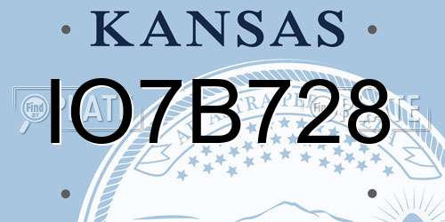 IO7B728 Kansas License Plate