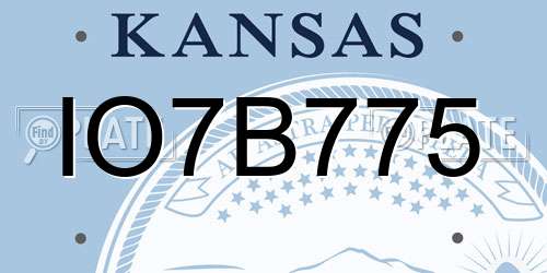IO7B775 Kansas License Plate