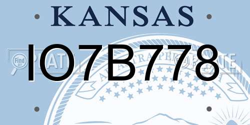 IO7B778 Kansas License Plate