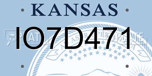 IO7D471 Kansas License Plate
