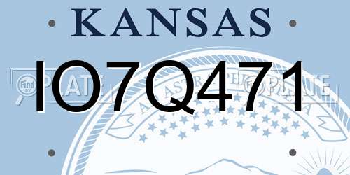 IO7Q471 Kansas License Plate