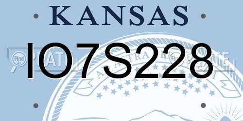 IO7S228 Kansas License Plate