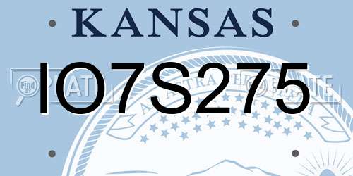 IO7S275 Kansas License Plate