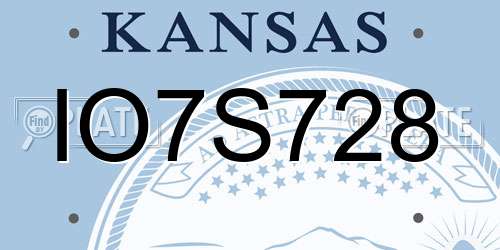 IO7S728 Kansas License Plate