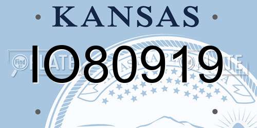 IO80919 Kansas License Plate