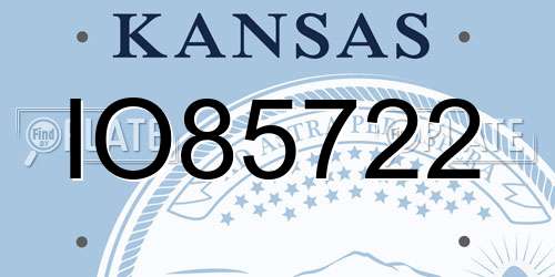 IO85722 Kansas License Plate