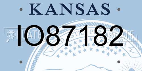 IO87182 Kansas License Plate