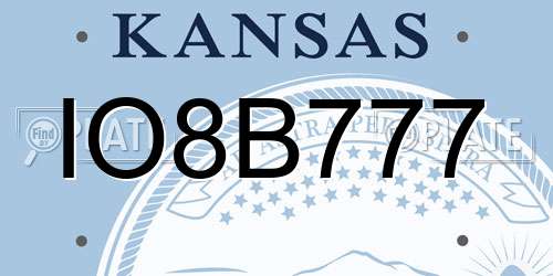 IO8B777 Kansas License Plate