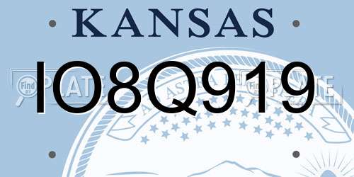 IO8Q919 Kansas License Plate