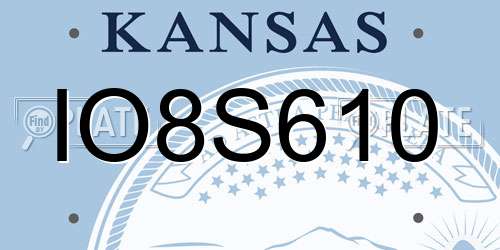 IO8S610 Kansas License Plate