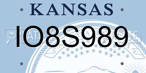 IO8S989 Kansas License Plate