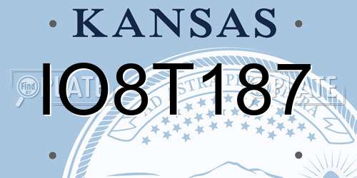IO8T187 Kansas License Plate