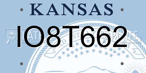 IO8T662 Kansas License Plate
