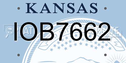 IOB7662 Kansas License Plate
