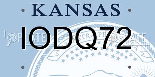 IODQ72 Kansas License Plate