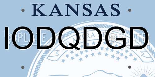 IODQDGD Kansas License Plate
